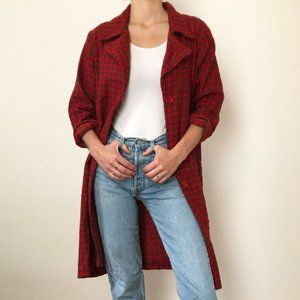 VTG 80s checkered button up oversized chore coat